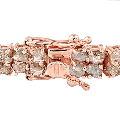 Rose Cut Natural Champagne Diamond Two Row Bracelet in Vermeil Rose Gold Over Sterling Silver (7.25 In) 8.50 ctw