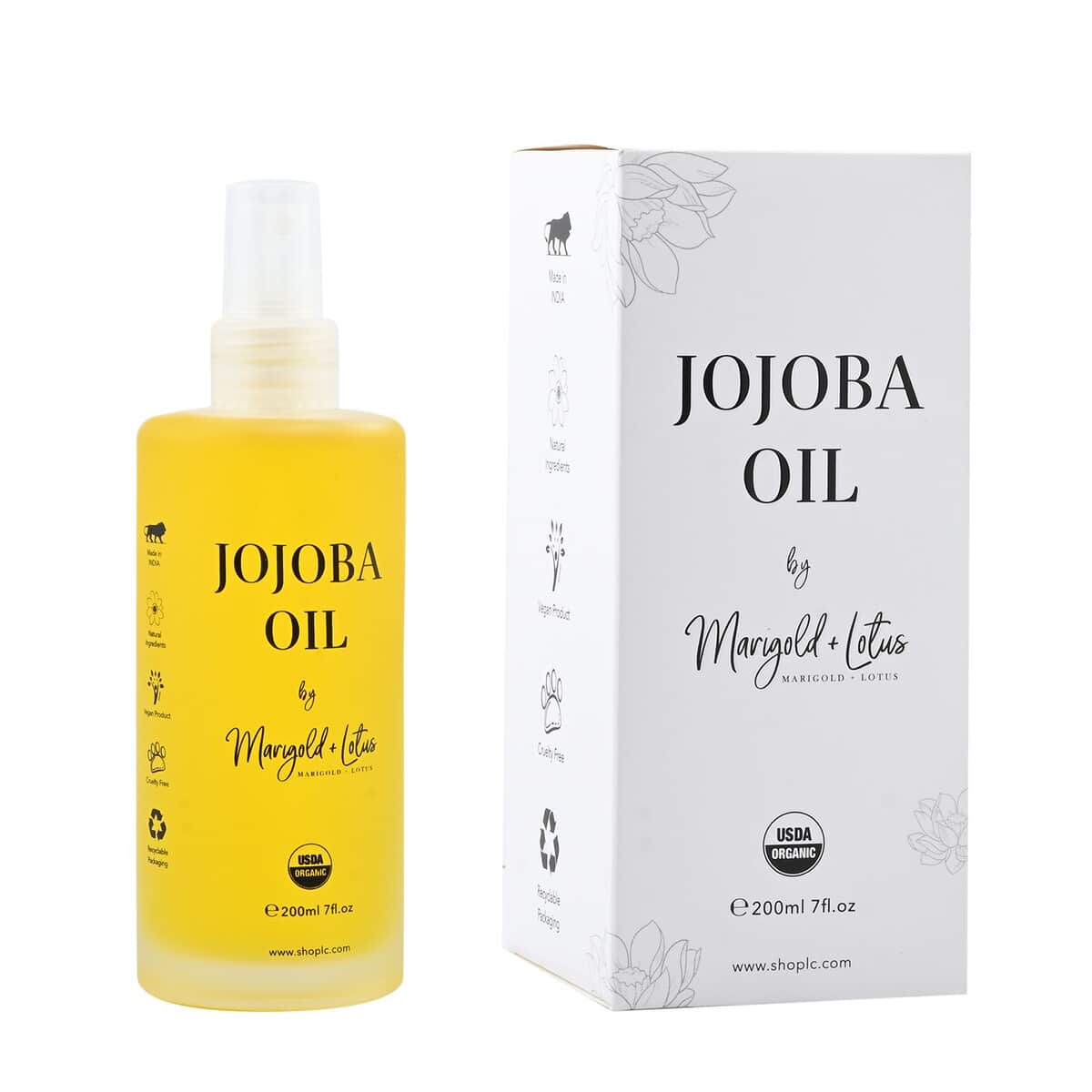 Marigold and Lotus - Cold Pressed 100% Natural Jojoba Oil Volume - 7 oz (200 ml) image number 0