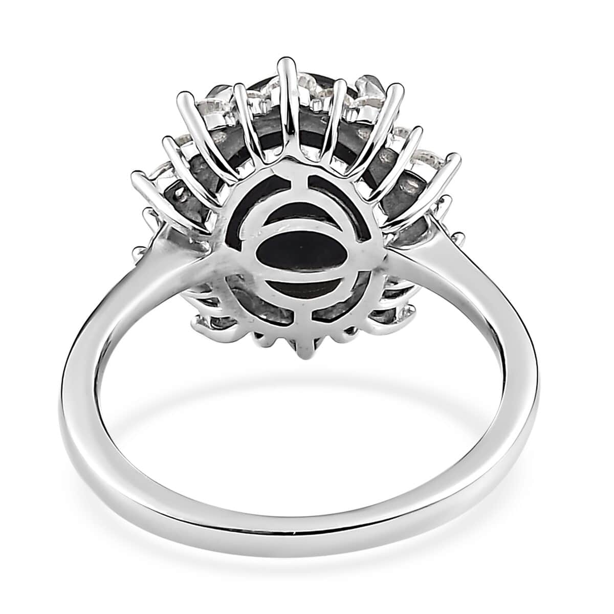 Premium Blue Star Sapphire and Moissanite Sunburst Ring in Platinum Over Sterling Silver (Size 7.0) 6.15 ctw image number 4