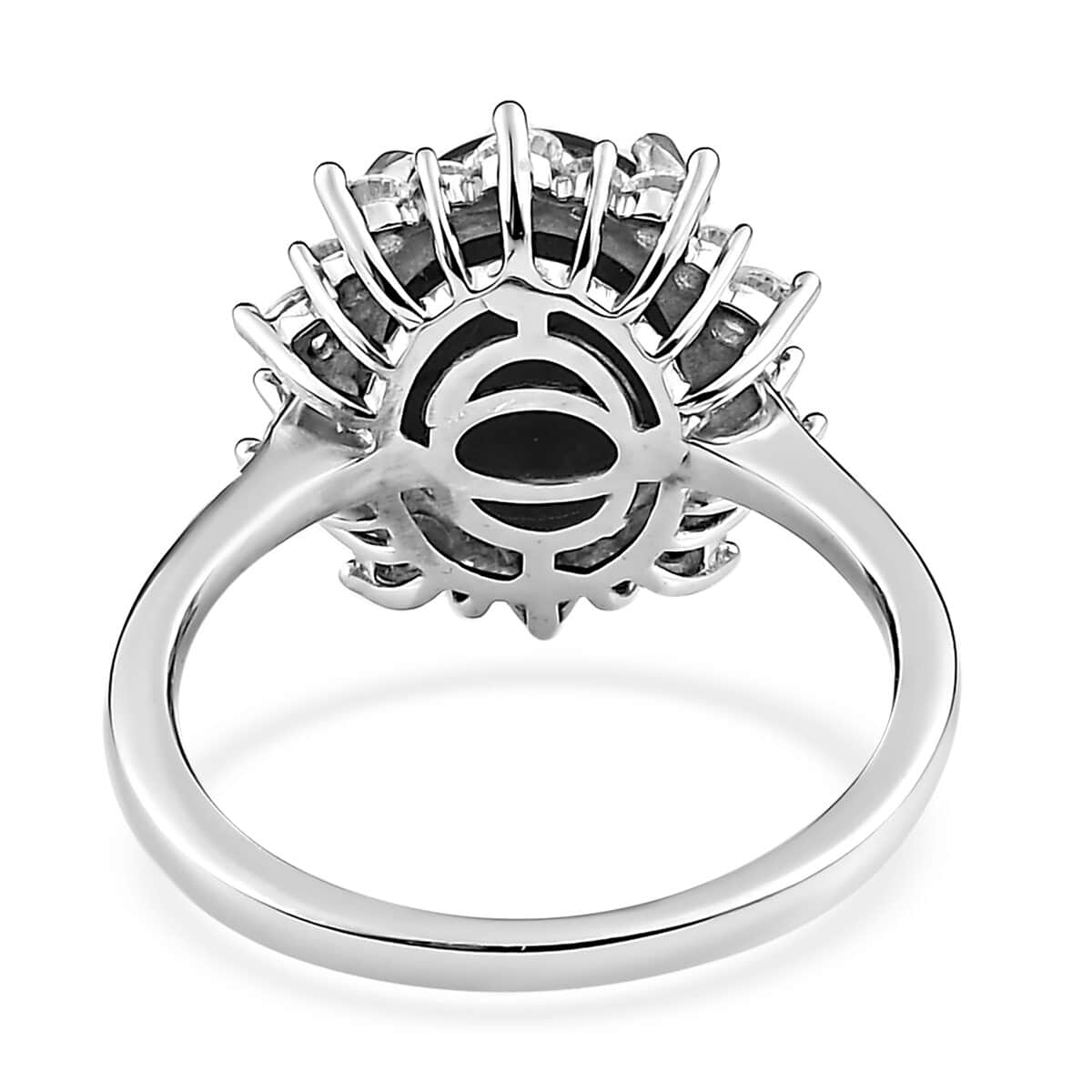 Premium Blue Star Sapphire and Moissanite Sunburst Ring in Platinum Over Sterling Silver (Size 9.0) 6.15 ctw image number 4