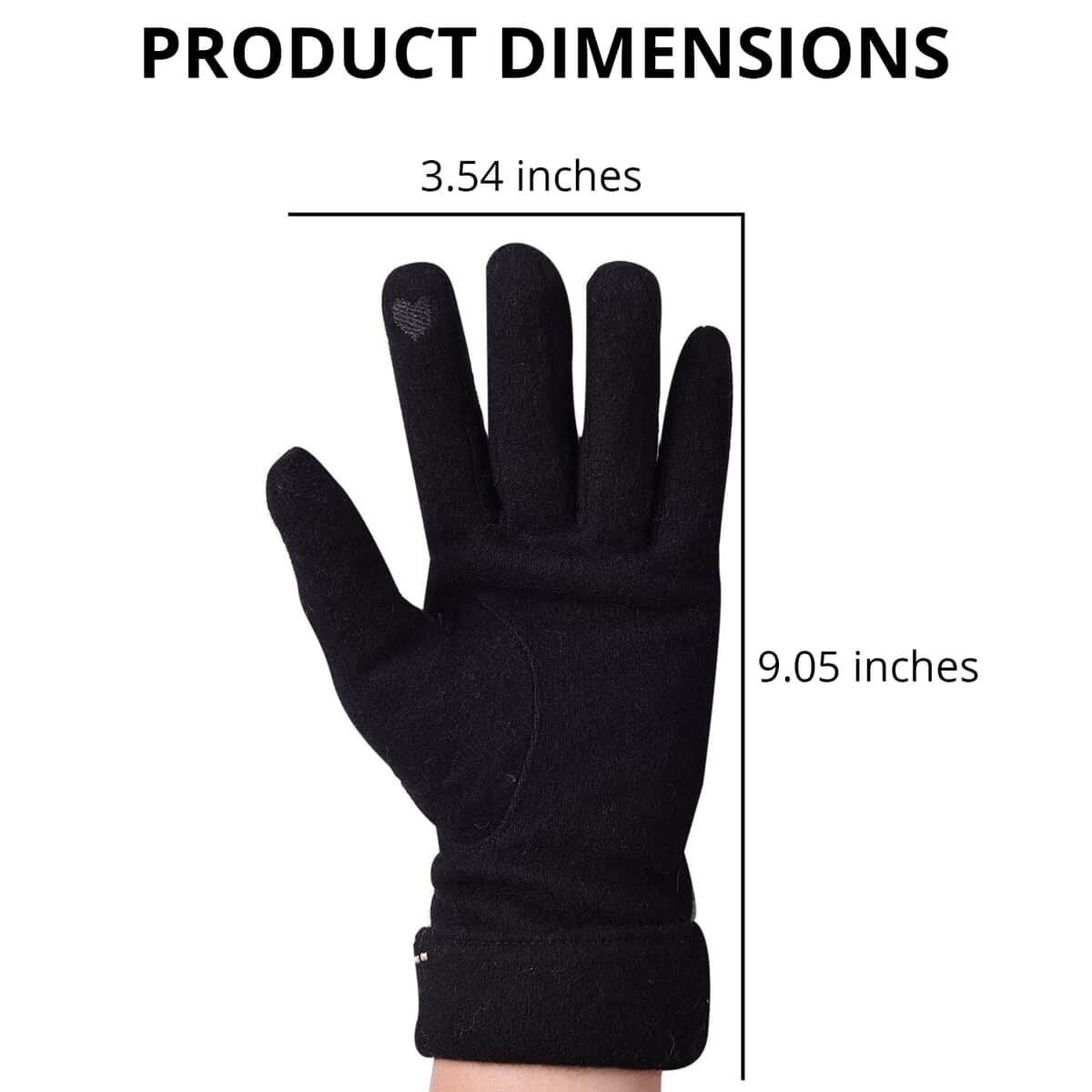 Black Cashmere Warm Gloves with Bowknot and Equipped Touch Screen Friendly (9.05"x3.54") image number 3