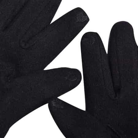 Black Warm Cashmere Gloves with Bowknot and Equipped Touch Screen Friendly | Driving Gloves | Bike Gloves | Winter Gloves | Cycling Gloves | Snow Gloves image number 5