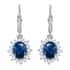 Premium Blue Star Sapphire (DF) and Moissanite Sunburst Dangle Earrings in Platinum Over Sterling Silver 6.15 ctw image number 0