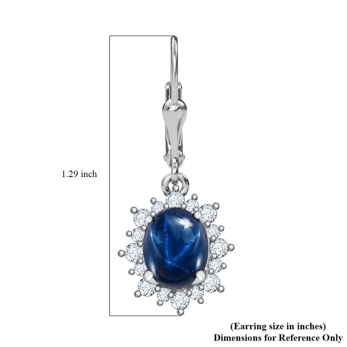 Premium Blue Star Sapphire (DF) and Moissanite Sunburst Dangle Earrings in Platinum Over Sterling Silver 6.15 ctw image number 4