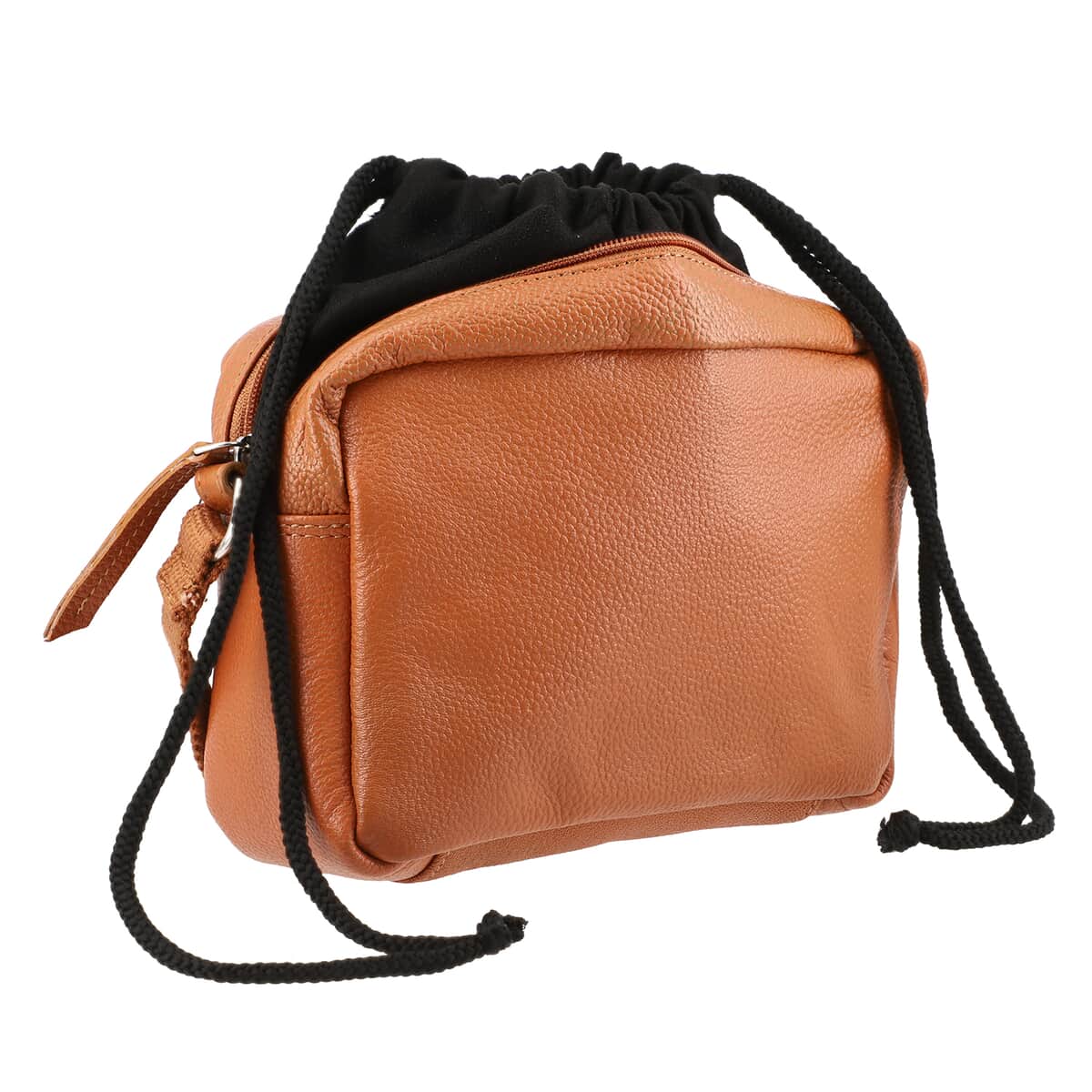 100% Genuine Leather Crossbody Bags with suede fabric potli bag Tan image number 2