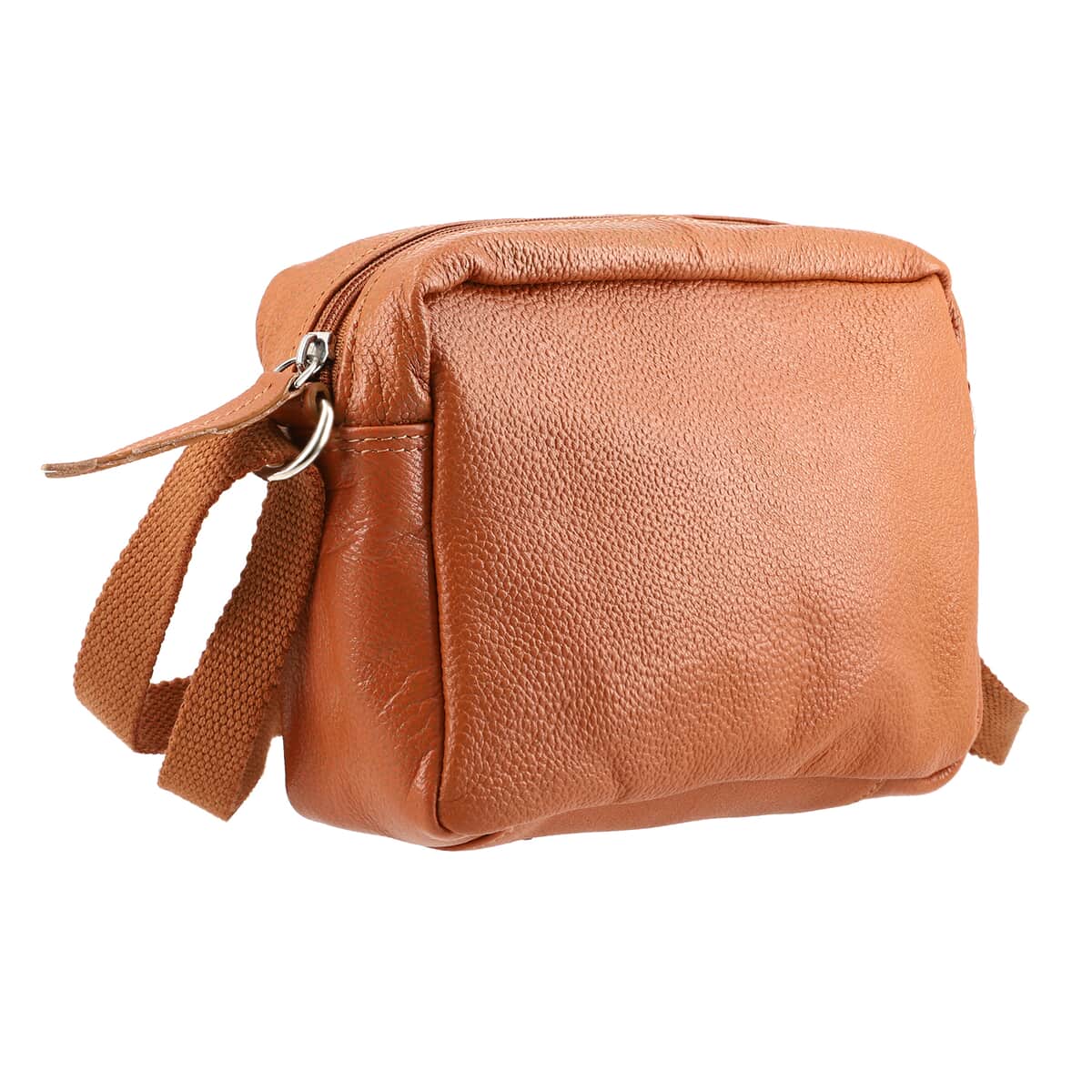 100% Genuine Leather Crossbody Bags with suede fabric potli bag Tan image number 3