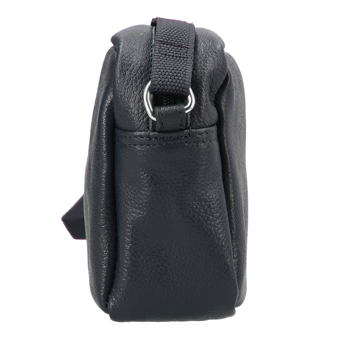 Black Genuine Leather Crossbody Bag with Suede Fabric Potli Bag image number 4