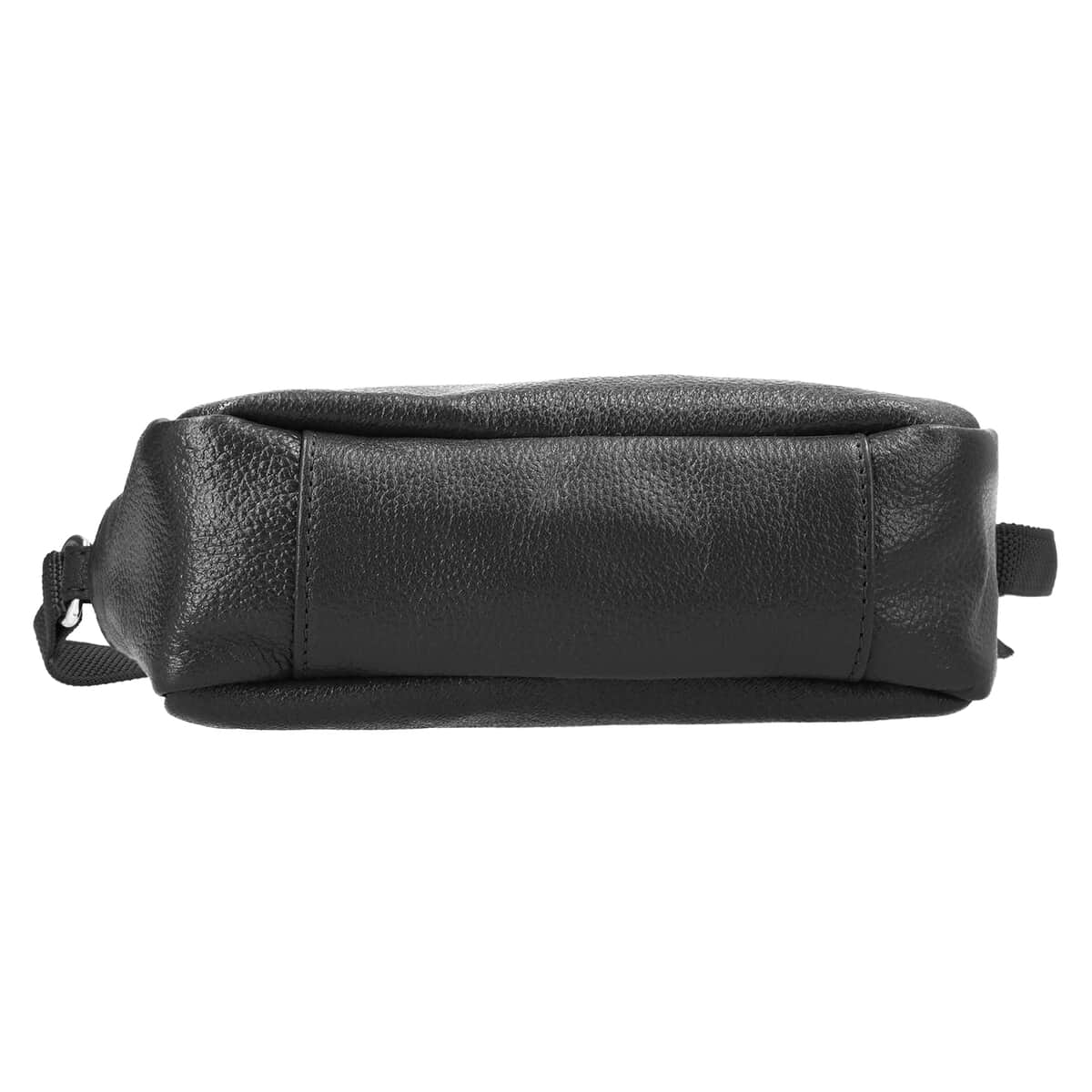 Black Genuine Leather Crossbody Bag with Suede Fabric Potli Bag image number 5