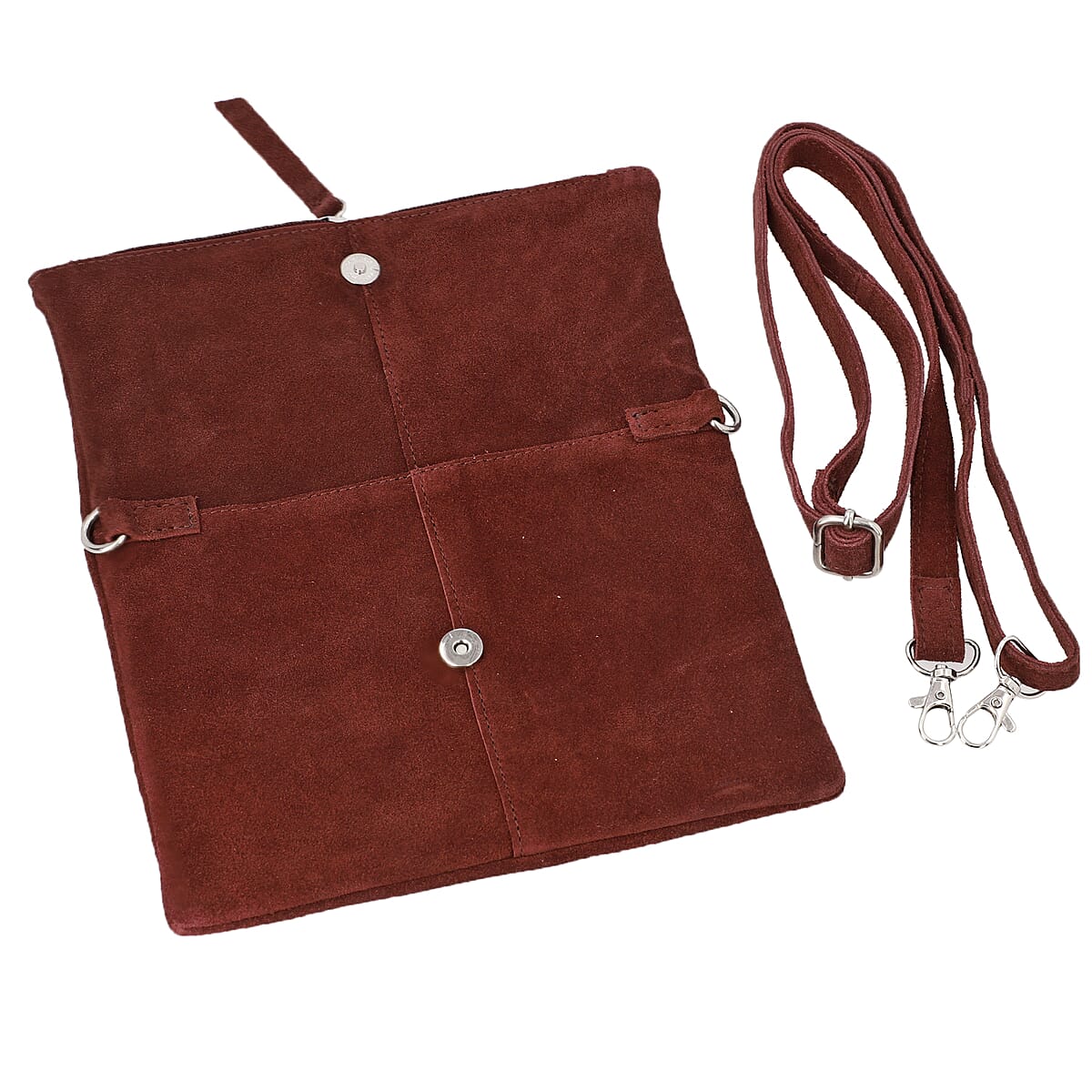 Burgundy Suede Genuine Leather Crossbody Bag image number 6