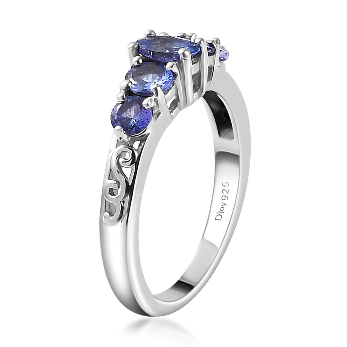AAA Tanzanite 5 Stone Ring in Platinum Over Sterling Silver 0.85 ctw image number 3