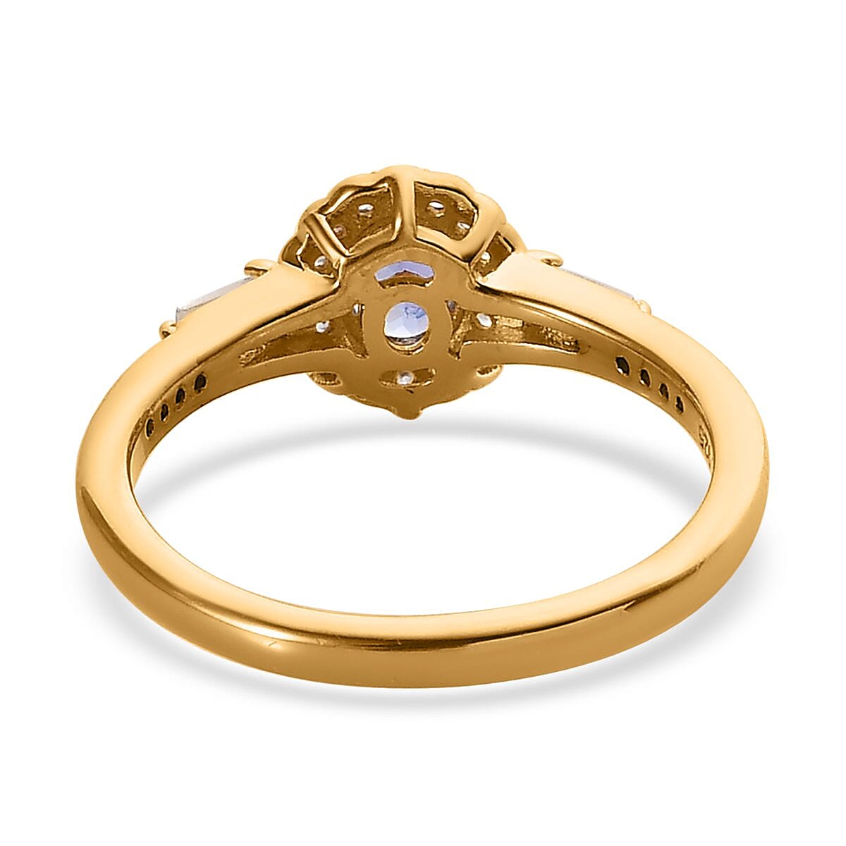 AAA Tanzanite and White Zircon Halo Ring in Vermeil Yellow Gold Over Sterling Silver (Size 10.0) 0.75 ctw