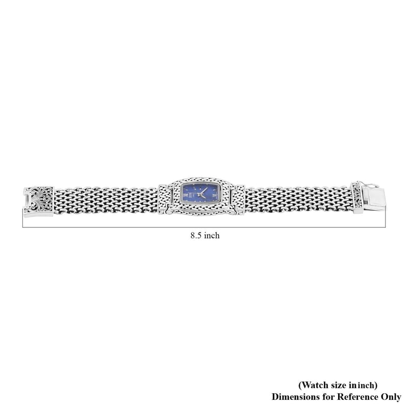 Eon 1962 Swiss Movement Lapis Lazuli Bracelet Watch in Sterling Silver (7.00 In) (25.5x20.5mm)