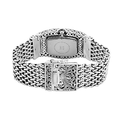 Eon 1962 Swiss Movement Lapis Lazuli Bracelet Watch in Sterling Silver (7.50 In) (25.5x20.5mm)