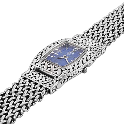 Eon 1962 Swiss Movement Lapis Lazuli Bracelet Watch in Sterling Silver (7.50 In) (25.5x20.5mm)