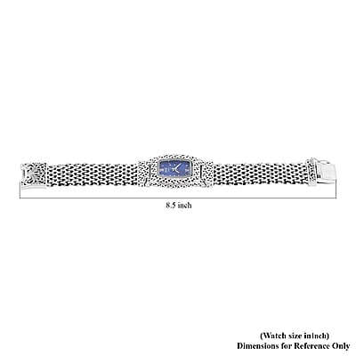Eon 1962 Swiss Movement Lapis Lazuli Bracelet Watch in Sterling Silver (7.50 In) (25.5x20.5mm)