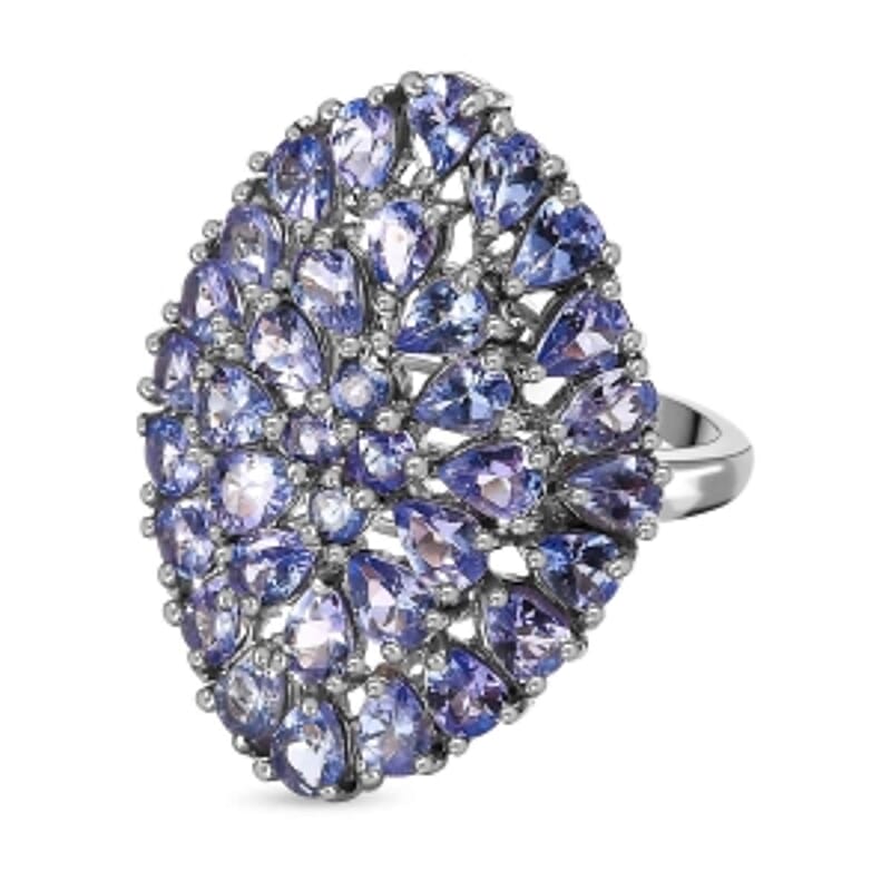 Tanzanite 4.80 ctw Ring in Platinum Over Sterling Silver (Size 8.0) (5.6 g)