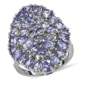 Tanzanite 4.80 ctw Ring in Platinum Over Sterling Silver (Size 8.0) (5.6 g)