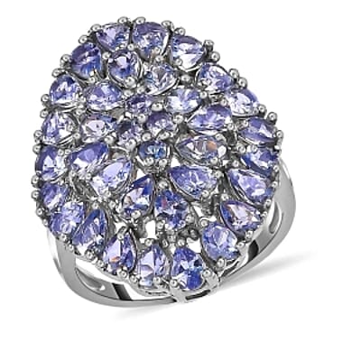 Tanzanite 4.80 ctw Ring in Platinum Over Sterling Silver (Size 8.0) (5.6 g)