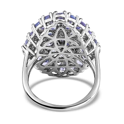 Tanzanite 4.80 ctw Ring in Platinum Over Sterling Silver (Size 8.0) (5.6 g)