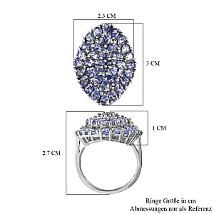 Tanzanite 4.80 ctw Ring in Platinum Over Sterling Silver (Size 8.0) (5.6 g)