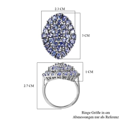 Tanzanite 4.80 ctw Ring in Platinum Over Sterling Silver (Size 8.0) (5.6 g)