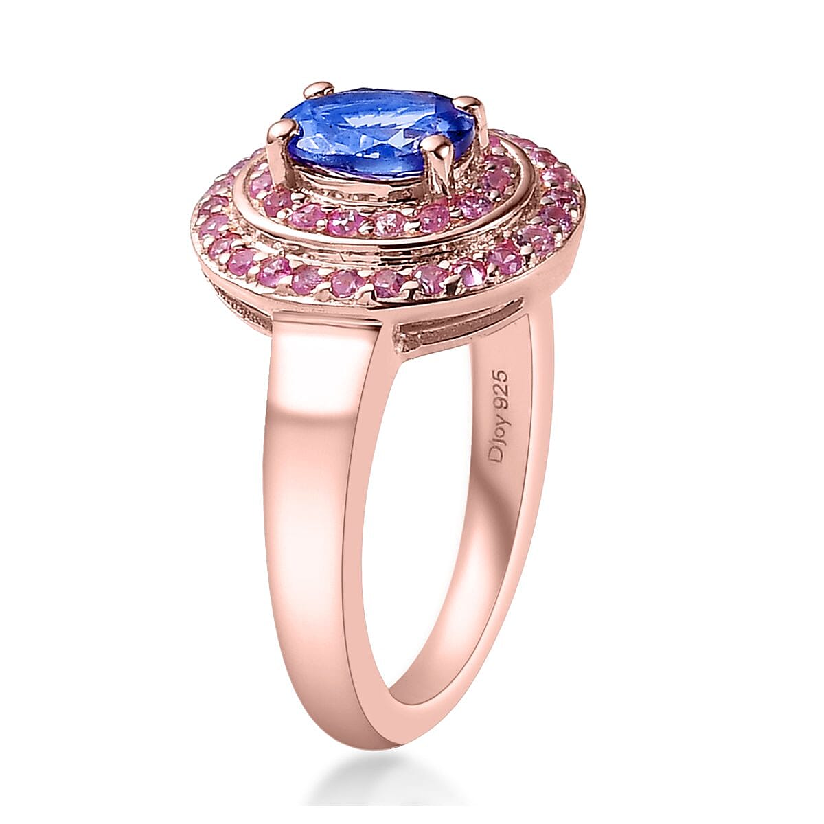 AAA Tanzanite and Madagascar Pink Sapphire Double Halo Ring in Vermeil Rose Gold Over Sterling Silver (Size 9.0) 1.30 ctw image number 3