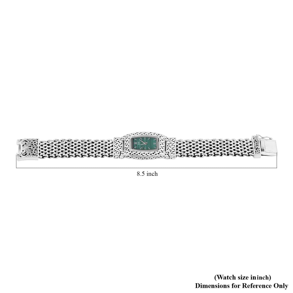 Eon 1962 Swiss Movement Malachite Bracelet Watch in Sterling Silver (8.00 In) (25.5x20.5mm) image number 5