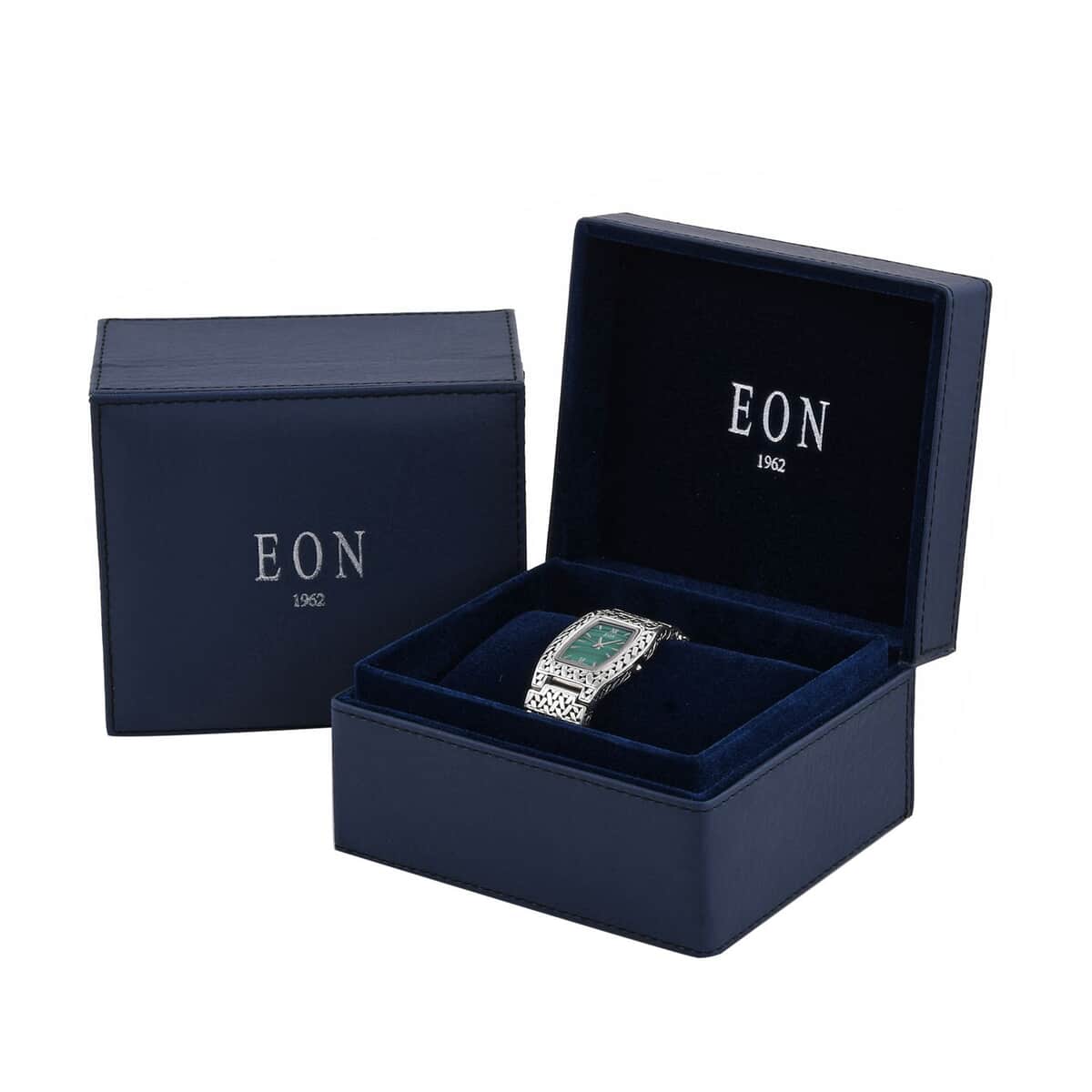 Eon 1962 Swiss Movement Malachite Bracelet Watch in Sterling Silver (8.00 In) (25.5x20.5mm) image number 6