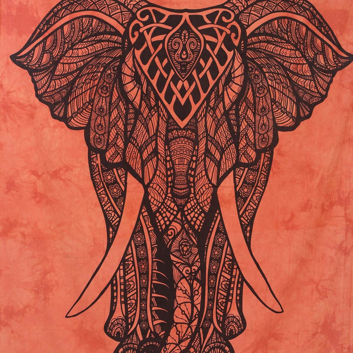 7272337-"100% Cotton Screen Printed Tie Dye Tapestry Wall Hanging Design: Elephant Color: Orange Size: 82x52 inches" image number 3