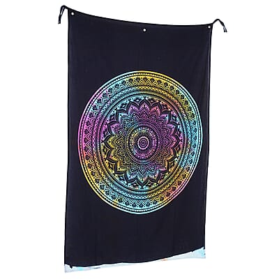 Multi Color Mandala Screen Printed Cotton Tie Dye Tapestry Wall Hanging