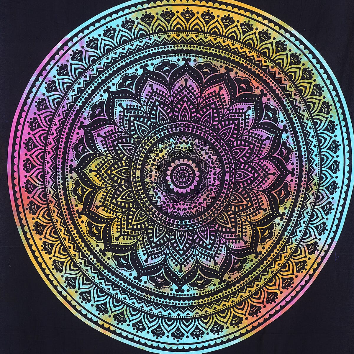 Multi Color Mandala Screen Printed Cotton Tie Dye Tapestry Wall Hanging image number 4