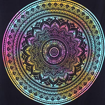 Multi Color Mandala Screen Printed Cotton Tie Dye Tapestry Wall Hanging