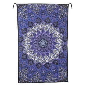 Blue Cotton Chakra Screen Printed Tie Dye Tapestry Wall Hanging
