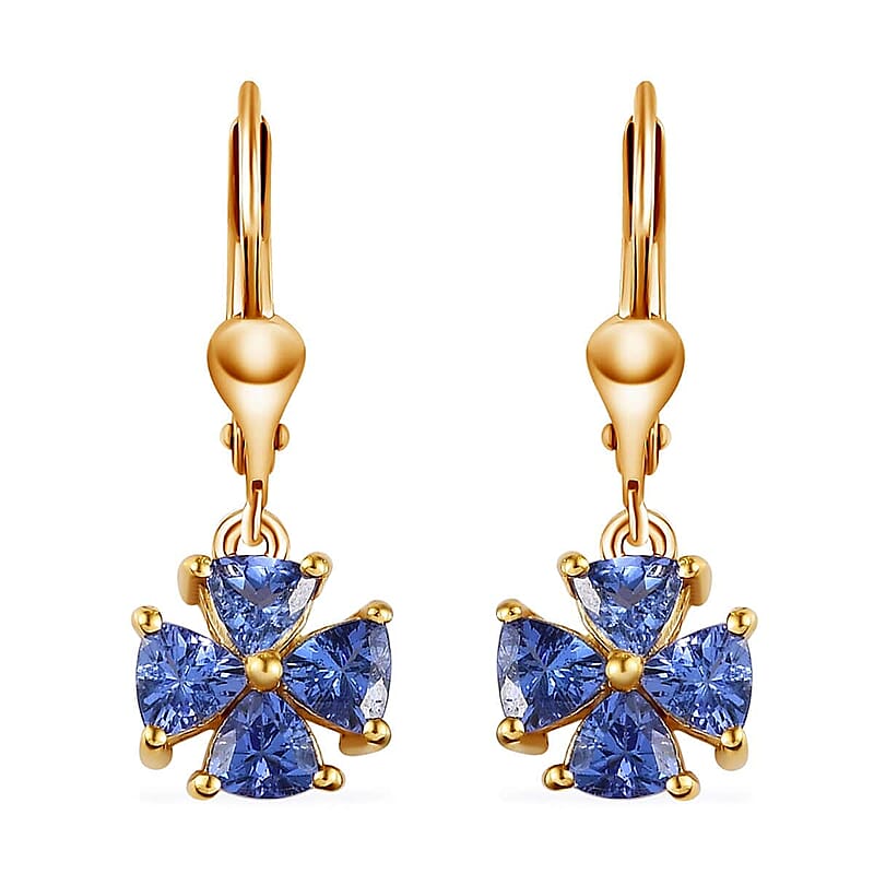AAA Tanzanite Lever Back Earrings in Vermeil Yellow Gold Over Sterling Silver 3.00 ctw