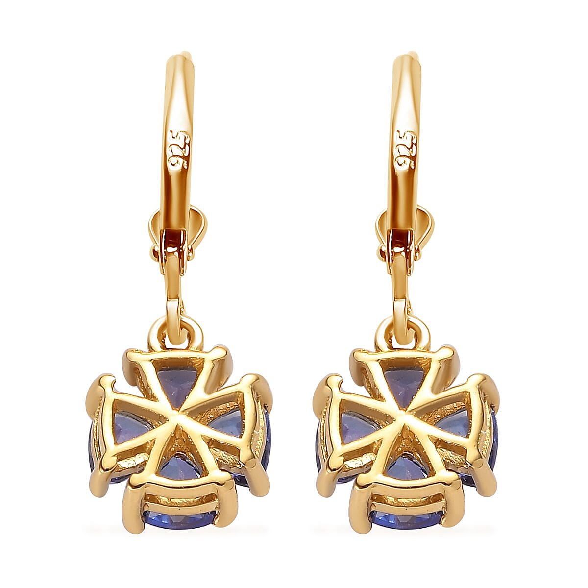 AAA Tanzanite Lever Back Earrings in Vermeil Yellow Gold Over Sterling Silver 3.00 ctw