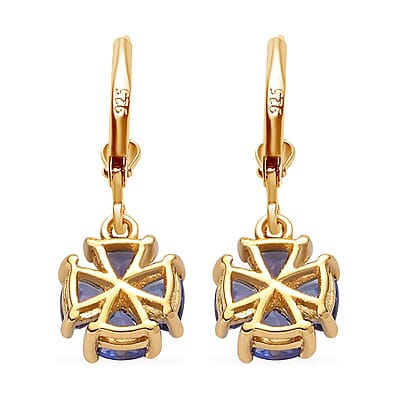 AAA Tanzanite Lever Back Earrings in Vermeil Yellow Gold Over Sterling Silver 3.00 ctw