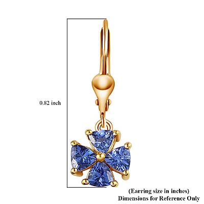 AAA Tanzanite Lever Back Earrings in Vermeil Yellow Gold Over Sterling Silver 3.00 ctw