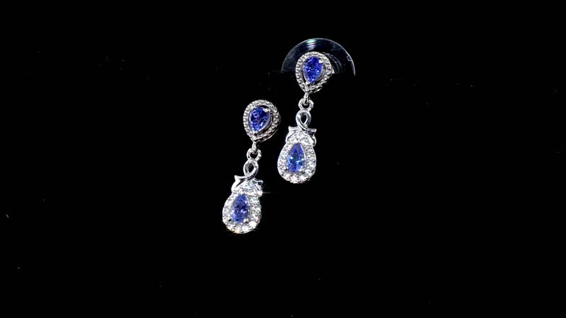 AAA Tanzanite and White Zircon 1.10 ctw Earrings in Platinum Over Sterling Silver