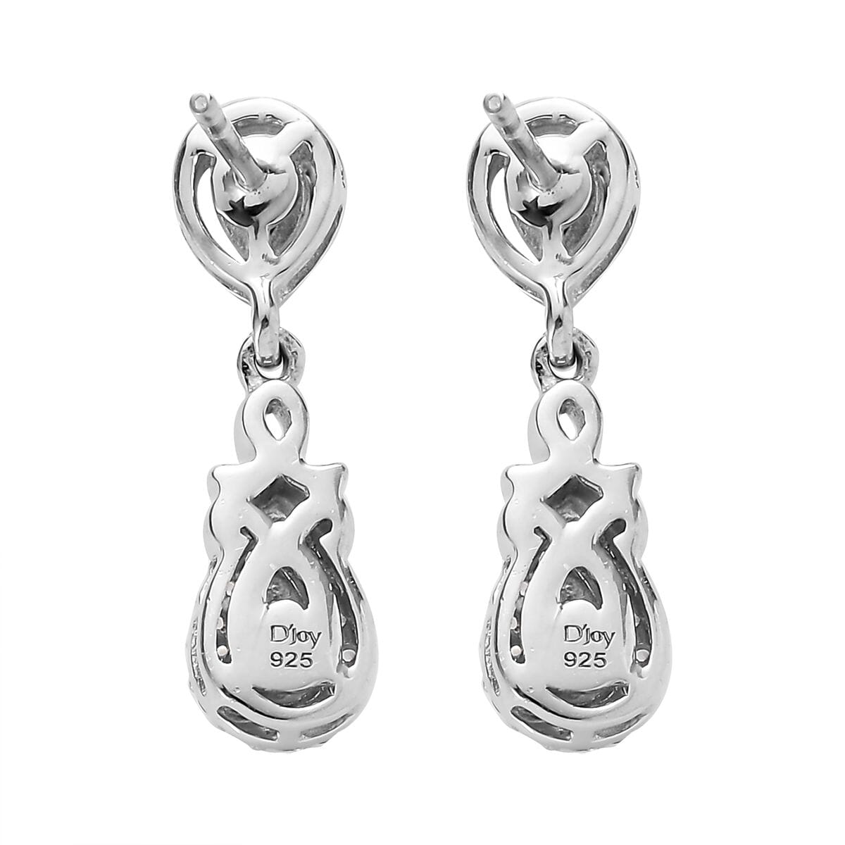 AAA Tanzanite and White Zircon 1.10 ctw Earrings in Platinum Over Sterling Silver image number 3