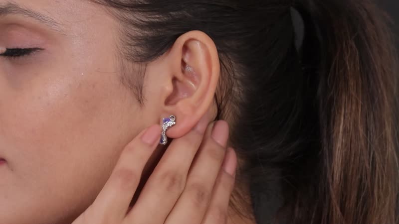 AAA Tanzanite and White Zircon 1.10 ctw Earrings