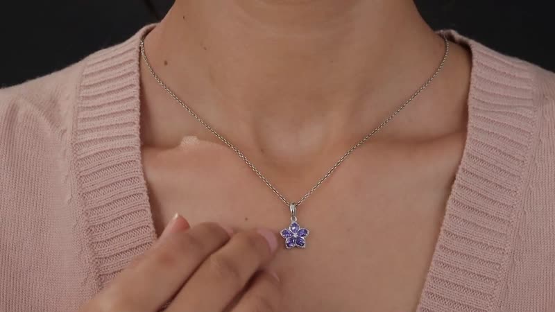 AAA Tanzanite and White Zircon 0.70 ctw Pendant without Chain in Platinum Over Sterling Silver