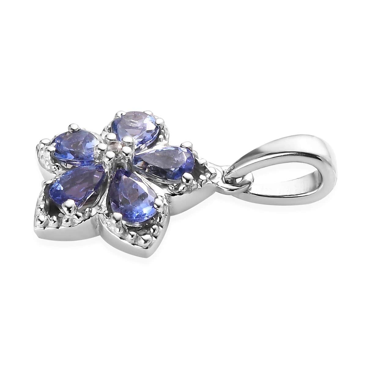 AAA Tanzanite and White Zircon 0.70 ctw Pendant in Platinum Over Sterling Silver image number 3