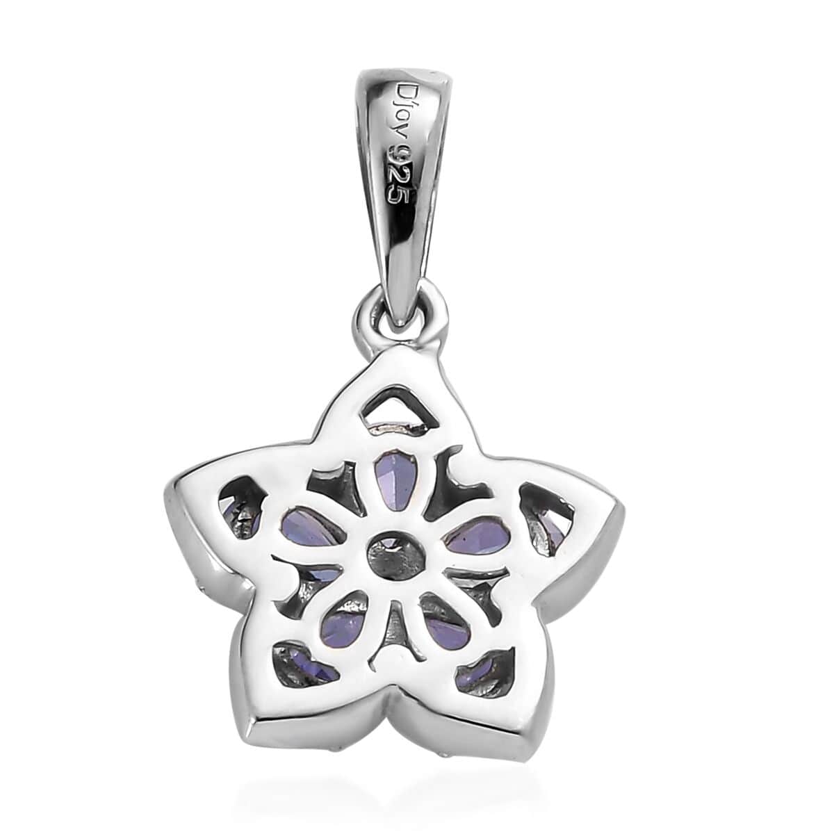 AAA Tanzanite and White Zircon 0.70 ctw Pendant in Platinum Over Sterling Silver image number 4