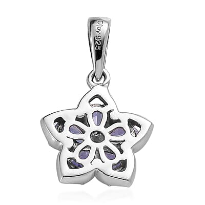 AAA Tanzanite and White Zircon 0.70 ctw Pendant without Chain in Platinum Over Sterling Silver