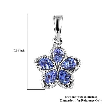 AAA Tanzanite and White Zircon 0.70 ctw Pendant without Chain in Platinum Over Sterling Silver