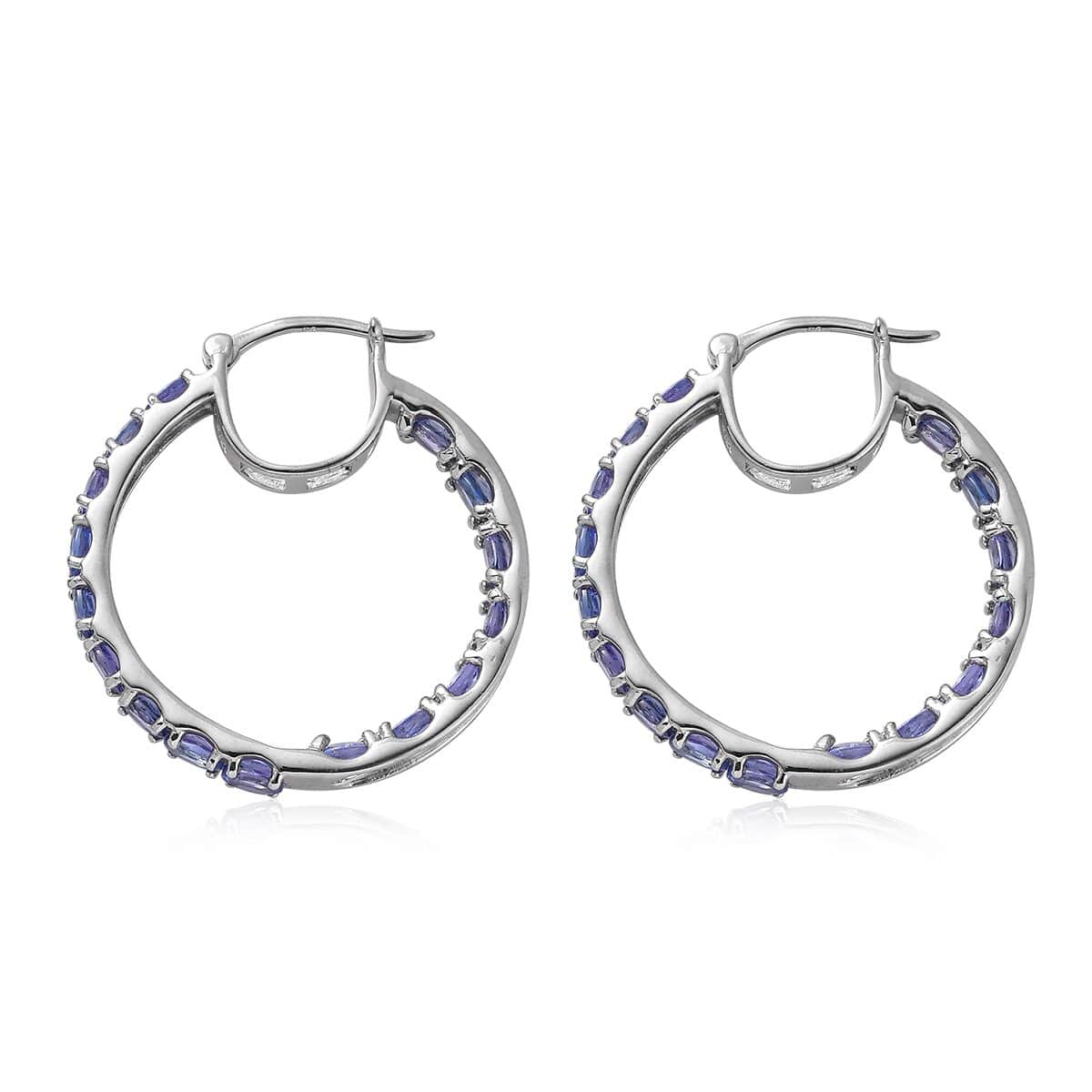 AAA Tanzanite Inside Out Hoop Earrings in Platinum Over Sterling Silver 5.50 ctw image number 3