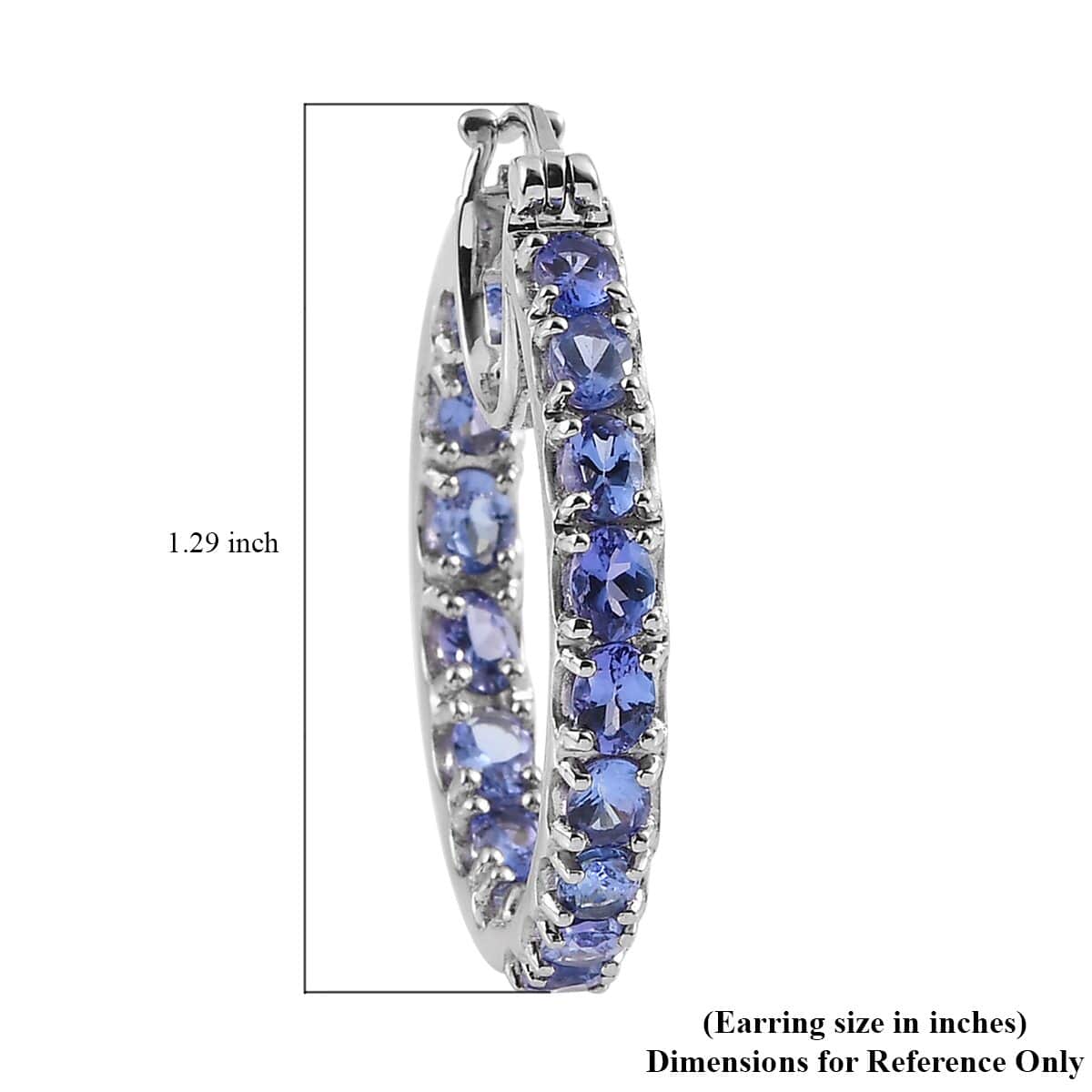 AAA Tanzanite Inside Out Hoop Earrings in Platinum Over Sterling Silver 5.50 ctw image number 4