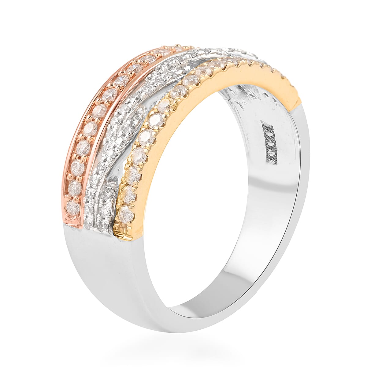 14K Tri-Tone Gold Diamond Ring (Size 7.0) 5.5 Grams 0.50 ctw image number 3