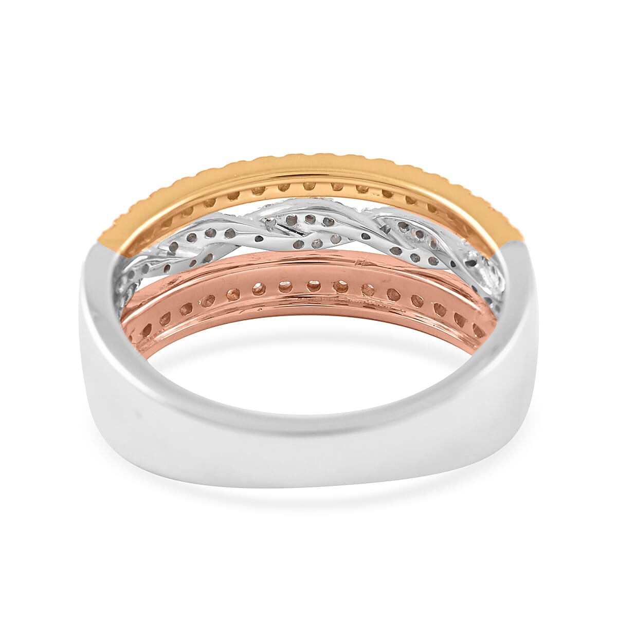 14K Tri-Tone Gold Diamond Ring (Size 7.0) 5.5 Grams 0.50 ctw image number 4
