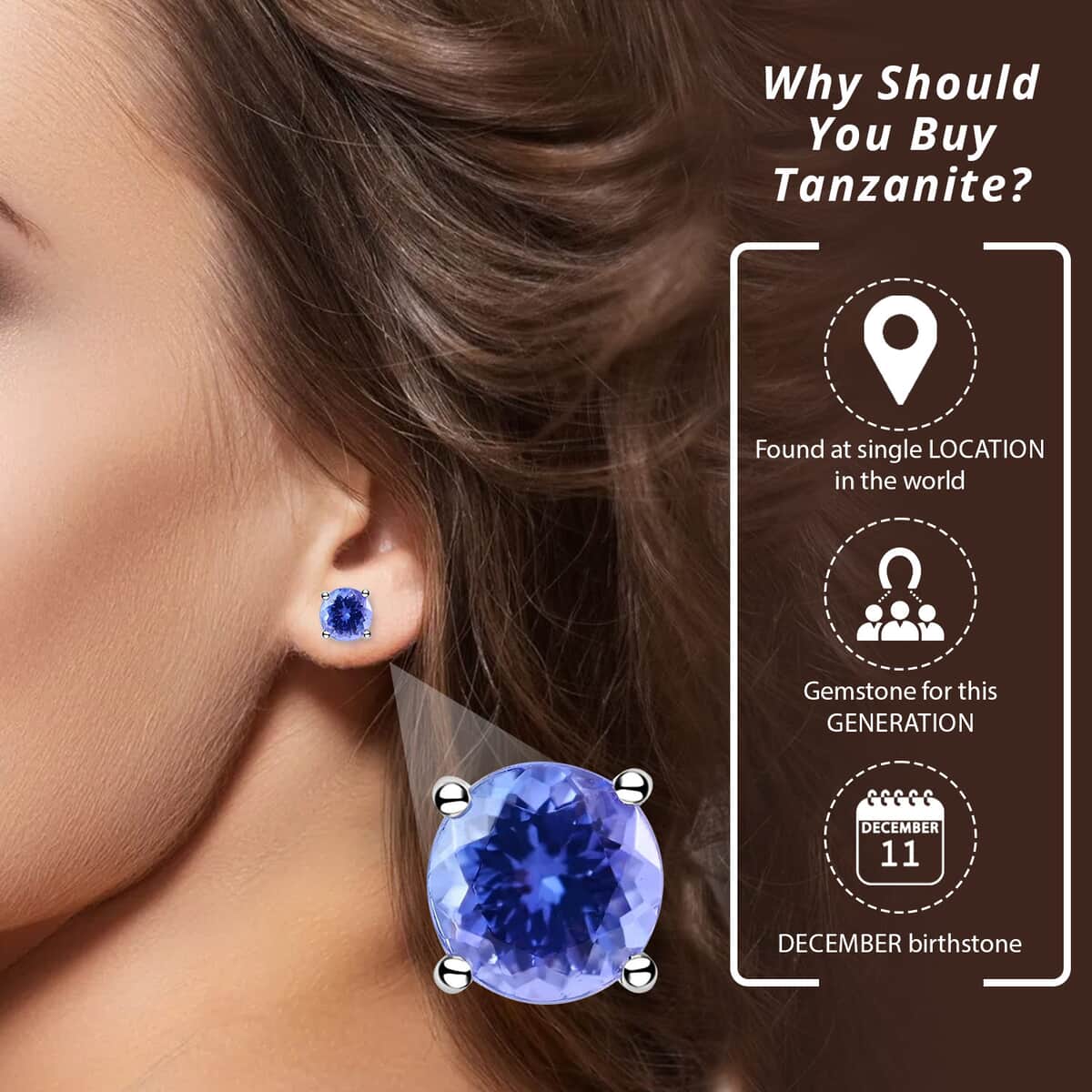 Certified and Appraised 950 Platinum AAAA Tanzanite Stud Earrings , Tanzanite Earrings, Solitaire Studs,Platinum Earrings 1.10 ctw image number 3